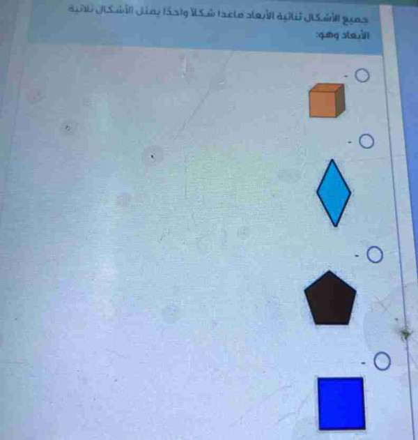 الأشكال ثنائية الأبعاد ماعدا شكلاً واحدًا يمثل الأشكال ثلاثية الأبعاد